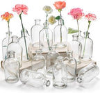 YOUEON 16 Pack Clear Glass Bud Vases, Small Bud Vases in Bulk, Glass Flower Vases for Centerpieces, Vintage Decorative Bottle Vases for Flowers, Home Decor, Wedding Reception, Office by YOUEON