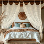 2 Panels Macrame Curtains 59"W*75"L Boho Doorway Window Curtains Handwoven by FLBER