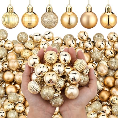 Shappy 216 Pcs Mini Christmas Ball Ornament 1.18 Inch,Gold by Shappy