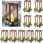 Geelin 10 Pcs Wooden Wedding Lantern Centerpiece Candle Lantern Table Wooden Candle Holder Decorative for Wedding Party Table Valentine Decor(13 in,Brown) by Geelin
