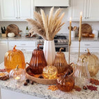 Yungyan Set of 3 Glass Pumpkin Fall Decor Table Centerpiece, Clear - Image 4