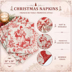SmoothNovelty 6 Pcs Christmas Toile Cloth Napkins Xmas Soft Linen Fabric - Image 3