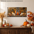 WAXWHELK Pumpkin Fall Canvas Wall Art, Lanterns Sunflowers and Gingham Bow Rustic Farmhouse Painting Pictures, Pumpkin Autumn Thanksgiving Artwork Decor for Bedroom Living Room (12"x24") - Image 2