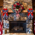 2 Pack Large 4th of July Bow for Wreath 20"x11", Patriotic Wired Ribbon Bow - Image 6