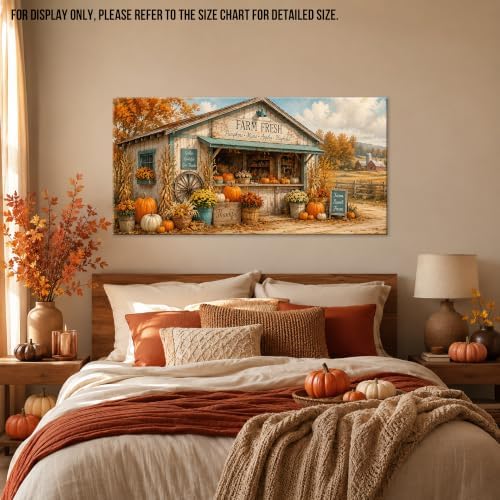 WAXWHELK Farmhouse Fall Canvas Wall Art Rustic Farmhouse Painting Pictures, Farm Fresh Pumpkin Harvest Artwork for Living Room Bedroom Home Decor (30"x60") - Image 4