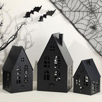 Beeveer 3 Pack Metal Halloween Haunted Houses Black Village House Decor by Beeveer