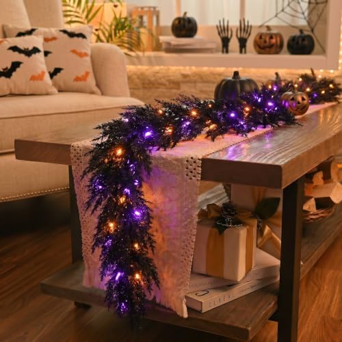 Valery Madelyn 9ft Artificial Norfolk Pine Halloween Garland for Mantle - Image 3