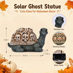Nacome Solar Turtle Garden Statue - Skull Shell & Red Eyes, Halloween Decor - Image 3