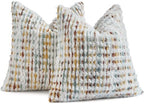 AmHoo Set of 2 Boho Chenille Pillow Cover Decorative Tufted Pillowcase for Couch Bed Sofa Bedroom Living Room Modern 20 x 20-Inch Brown White by AmHootextile