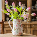 Retro Rustic Large Ceramic Vase with Handle, Distressed Farmhouse Pitcher for Home, Ideal Shelf Decor Floral Vase for Living Room Bedroom Office Table Centerpiece Decorations 9 Inch by TEWEIQI