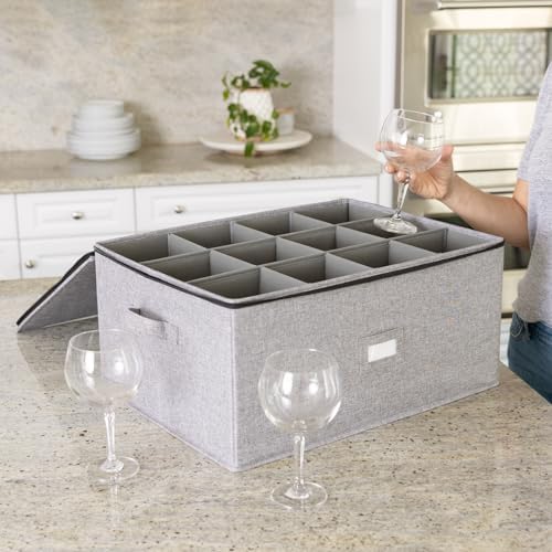 Stack Store Plus More Hard Shell Goblets Storage Box with Dividers - 21" W x 15.5" D x 10" H - Stackable with Fully Padded Interior - Great for Cocktail and Wide Bar Glasses - Image 3