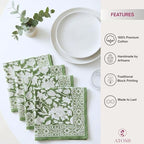 ATOSII Meraki Green 100% Cotton Spring Cloth Designer Dinner Napkins, Handblock Print, Washable Durable Linen for Everyday Use Wedding Parties Outdoors Christmas Easter I 20 X 20 Inches I Set of 4 - Image 4
