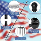 ZMTECH 2 Packs 10 FT Heavy Duty Flag Pole in Ground with Solar Light, Flag Pole Holder for Outside House with Solar Light and 5 Pronges Base, Flag Pole Kit for Outdoor Garden Decor(Without Flag) - Image 3