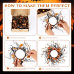 12 PCS Mini Halloween Wreaths for Kitchen Cabinets Pumpkin Door Wreaths - Image 6