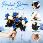 Hotop 12 Pcs Artificial Flowers Centerpiece for Tables 13 in, Dark Blue - Image 3