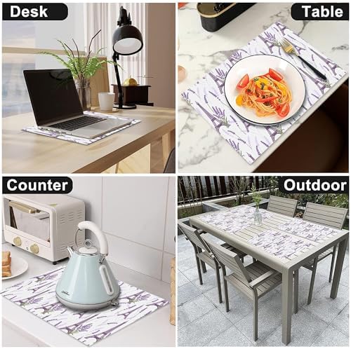 Eiffel Tower Spring Placemats Set of 6, 12x18 Inch Summer Lavender Table Place Mat Purple Washable Non-Slip Heat Resistant Fabric Placement Mats for Dining Kitchen Indoor Outdoor Decor - Image 5