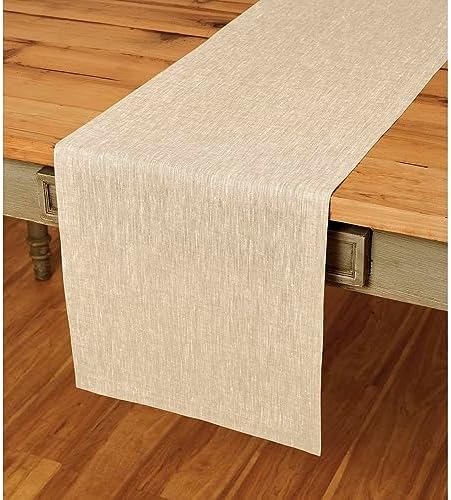 Solino Home 100% Pure Linen Table Runner Beige Woven, Athena 14 x 48 in - Image 2