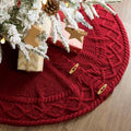 36 inch Christmas Tree Skirt: Pencil Tree Skirt for 6ft Tree, Diamond Edge Knit Small Wine Red Tree Skirt, Vintage Tree Skirts, Rustic Farmhouse Christmas Decorations by LimBridge