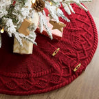 36 inch Christmas Tree Skirt: Pencil Tree Skirt for 6ft Tree, Diamond Edge Knit Small Wine Red Tree Skirt, Vintage Tree Skirts, Rustic Farmhouse Christmas Decorations by LimBridge