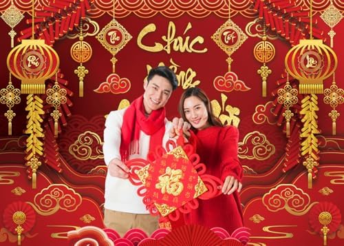 2026 Happy Vietnamese New Year Backdrop 8x6FT Vietnamese Lunar New Year Photography Background 2026 TET Decorations Kids Family Photoshoot Studio Props - Image 5