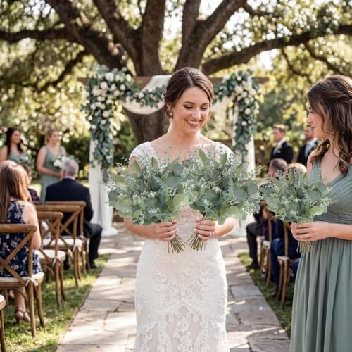 Tigeen 400 Pcs Artificial Eucalyptus Stems, 2 Styles Faux Greenery Leaves with Silver Dollar and Small Leaf Sprays for Wedding Bouquet DIY Floral Arrangements, Centerpieces, Home Decor (Green) - Image 5