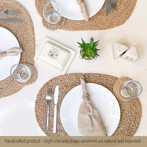 Chardin Home Set of 4 Jute Braided Oval Placemats – 13x19 Inch Rustic Natural Jute Table Mats | Handwoven Boho Farmhouse Style | Eco-Friendly Artisan Dining Decor - Image 3