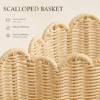 Scalloped Wall Basket, 2Pack Hand Woven Rattan Hanging Wall Baskets - Image 6