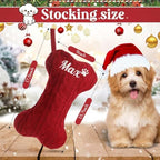 Personalized Dog Christmas Stockings,Custom Embroidered Pet Name & Bone Shape Stocking for Pet,Red Green White Cable Knit 15.7” Large Dog Stocking for Fireplace Holiday Decor Gifts(7 Pack) - Image 2