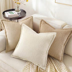 decorUhome Fall Corduroy Light Brown Throw Pillow Covers 26x26 Set of 2 - Image 5