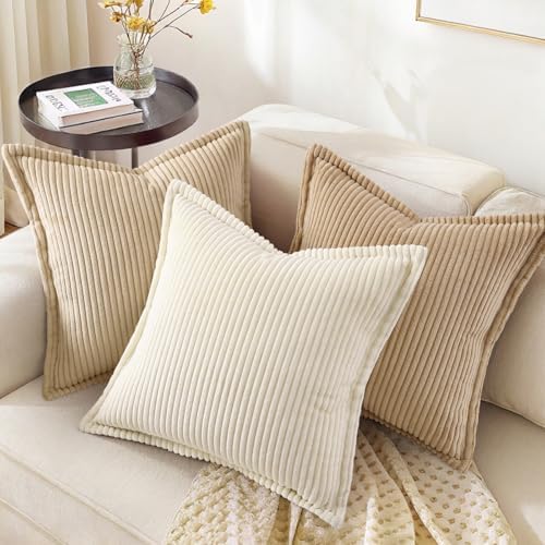 decorUhome Fall Corduroy Light Brown Throw Pillow Covers 26x26 Set of 2 - Image 5