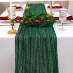 Snowkingdom 6 PCS Emerald Green Table Runner 120 Inch 10 Ft Rustic Boho Dark Green Cheese Cloth Runner for Wedding Bridal Baby Shower Birthday Party Christmas Sheer Gauze Home Table Centerpiece Deocr - Image 4