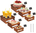 Cecnamt 6-Piece Rustic Wood Buffet Risers with Mini Signs for Dessert Table by Cecnamt
