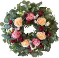 WANNA-CUL 24 Inch Pink Champagne Rose Spring Wreath for Front Door by WANNA-CUL