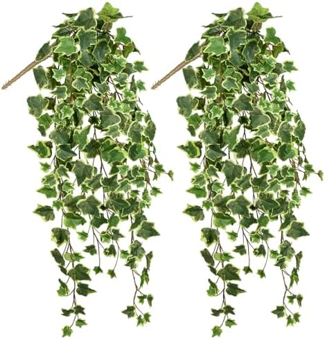 Hollyone 2pcs Artificial Hanging Plants 35.4" Fake Ivy Vine Faux Ivy Leaves Fire and UV Resistant Hanging Plant Wall Greenery for House Room Patio Indoor Outdoor Home Shelf Office Wedding Decor by Hollyone