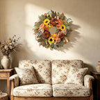 WANNA-CUL 24 Inch Sunflower Fall Front Door Wreath Farmhouse Harvest Decor - Image 3