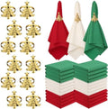 LemonRoad 36 Pcs Cloth Napkins and Napkin Ring Holders, Reusable Fabric for Table Decor Banquet Holiday Dinner Party Supply(Red,Bright Green,White,Christmas Tree) by Unknown