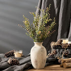 PORCER Ceramic Rustic Flower Vase, 8.27 Inch Vintage Pottery Home Decor, Antique Farmhouse Terracotta Vase for Living Room, Table, Shelf, Mantel Decoration, Farmhouse - Natural Brown - Image 5