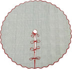 Ridhi Green Stripe & Red Block Print Cotton Christmas Tree Skirt 40 Inch by Ridhi