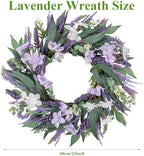 U'Artlines 24 Inch Tulip Wreath for Front Door, Spring Summer Silk Lavender Wreath with Eucalyptus Leaves Artificial Tulip Flower Wreaths for All Seasons Window Wall Wedding Valentines Day Decor - Image 5