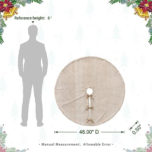Glitzhome 48”D Milk Coffee Brown Christmas Tree Skirt,Large Faux Rabbit Fur Rustic Xmas Tree Skirt for Christmas Home Party Holiday Decorations - Image 2