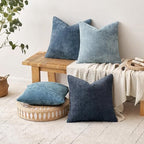 MIULEE Soft Decorative Chenille Euro Pillow Covers Blue Series 26x26 - Image 3