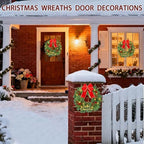 15 Inch Christmas Wreath Decorations,Set of 3 Pre-Lit Mini Kitchen Cabinet Christmas Wreaths with Red Bows&Pine Cones& Berries &Hooks & Storage Bag for Front Door, Windows, Fireplace (Indoor/Outdoor) - Image 4