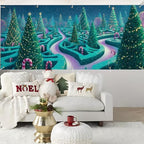 Christmas Maze with Trees Garage Door Banner 7x16FT, Winter Wonderland Holiday Scene, Outdoor Xmas Decoration for Garage Doors, Large Garage Cover for Christma - Image 5