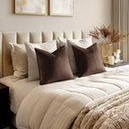 MIULEE Decorative Dark Brown Velvet Euro Sham Throw Pillow Covers 24x24 in - Image 3
