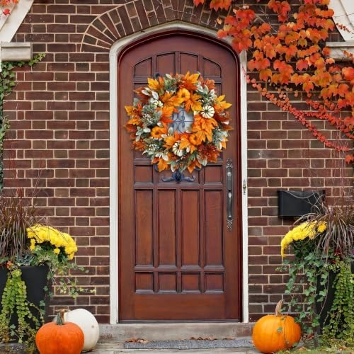 24 Inch Large Fall Pumpkin Wreath for Front Door - Image 6