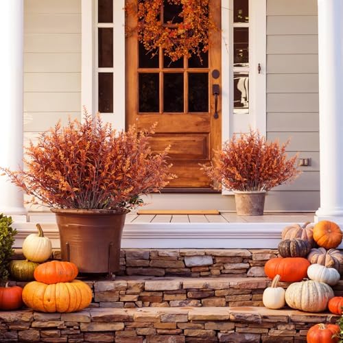 RECUTMS Fake Fall Plants for Outdoor Faux Lavender Flowers Fake Greenery - Image 5