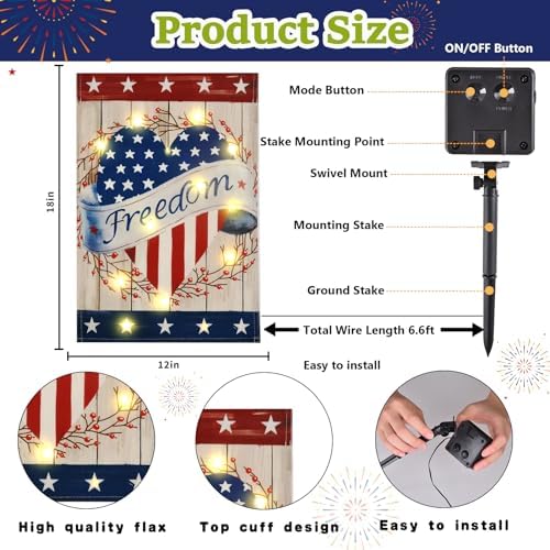 Seasonal Garden Flags Set of 12, Lighted Solar, 12x18 In - Image 5