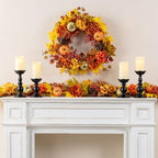 Glitzhome 6FT Maple Leaf Garland, Fall Dahlia Pumpkin Garland Decor for Mantle, Artificial Autumn Foliage Thanksgiving Decor for Home Wedding Fireplace Party Christmas - Image 7