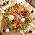 24 Inch Fall Wreaths for Front Door Outside Autumn Wreath with Peony - Image 5