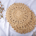 15" Set of 4 Corn Husk Woven Round Placemats by DaiVuCrafts - Image 6